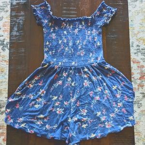 Off-the-shoulder floral romper